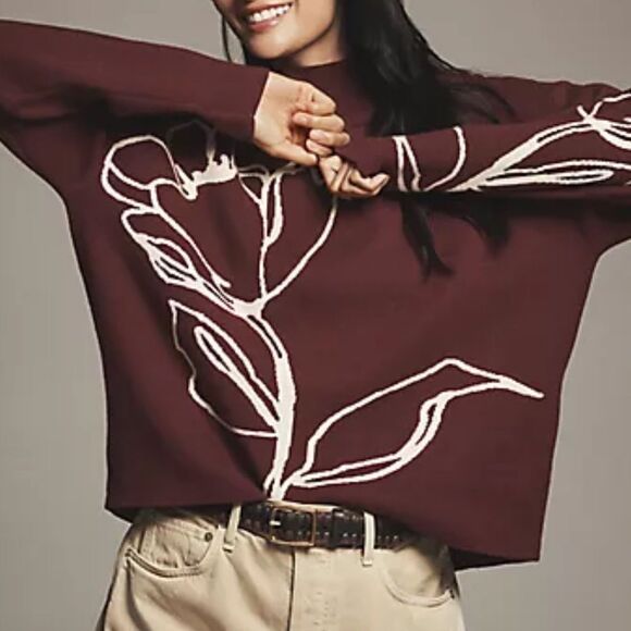 Maeve Sweaters - NWOT Maeve x Anthropologie The Carys Floral Print Mock Neck Sweater